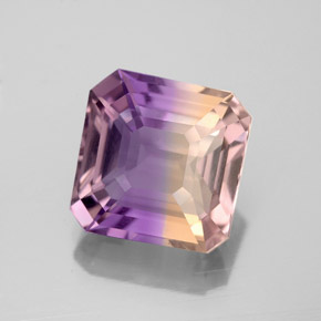 Ametrino bicolor natural 3,91ct, corte esmeralda, VVS-VS