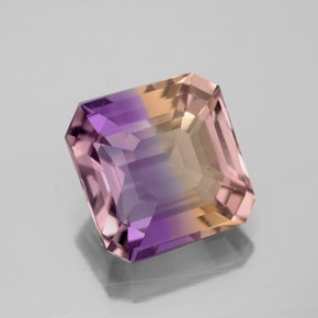 Ametrino bicolor natural 3,91ct, corte esmeralda, VVS-VS