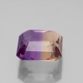 Ametrino bicolor natural 3,91ct, corte esmeralda, VVS-VS