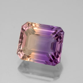 Ametrino bicolor natural 4,01ct, corte esmeralda, VVS