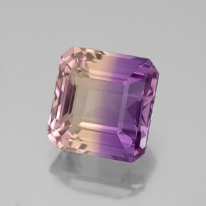 Ametrino bicolor natural 4,74ct, corte esmeralda, VVS-VS