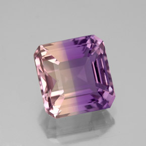 Ametrino bicolor natural 4,74ct, corte esmeralda, VVS-VS