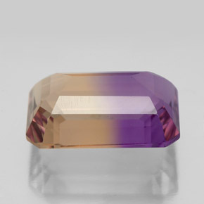 Ametrino bicolor natural 10,42ct, corte esmeralda, VVS