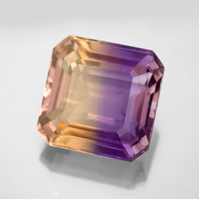 Ametrino bicolor natural 9,94ct, corte esmeralda, VS
