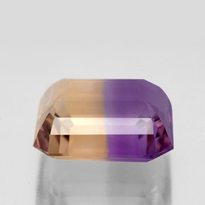 Ametrino bicolor natural 9,81ct, corte esmeralda, VVS