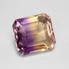 Ametrino bicolor natural 9,00ct, corte esmeralda, VVS-VS