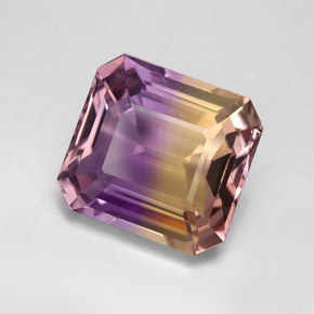 Ametrino bicolor natural 9,00ct, corte esmeralda, VVS-VS