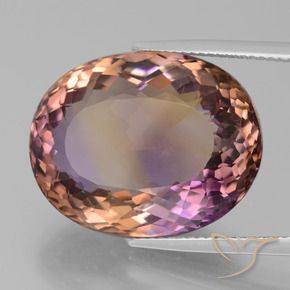 Ametrino bicolor natural 27,34ct, corte oval, VVS