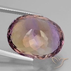 Ametrino bicolor natural 27,34ct, corte oval, VVS