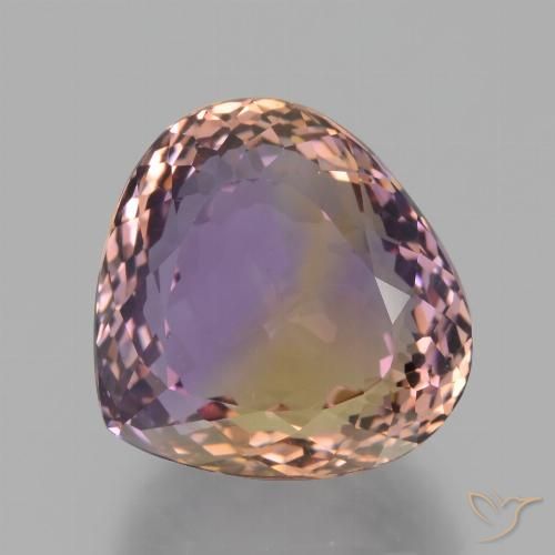 25,42 ct Ametrino bicolor, 18,7 x 17,6 mm Pera cortada do Brasil, Photo A