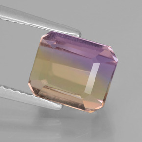 Ametrino bicolor natural 3,06ct, corte esmeralda, VS