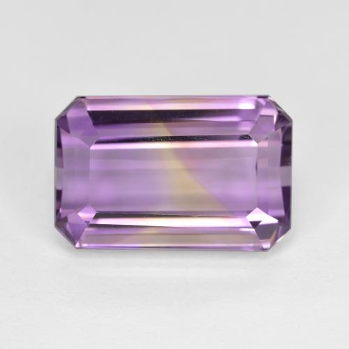 Ametrino bicolor natural 8,57ct, corte esmeralda, VS