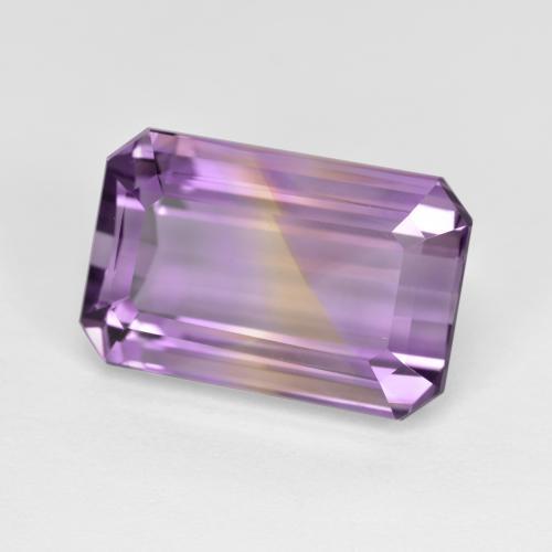 Ametrino bicolor natural 8,57ct, corte esmeralda, VS