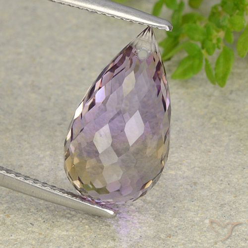 Ametrino bicolor natural 8,61ct, briolete, VVS