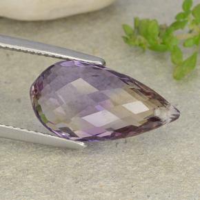 Ametrino bicolor natural 7,71ct, briolete, VVS