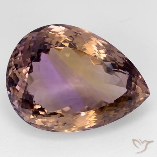 64,04 ct Ametrino bicolor, 30,1 x 22,4 mm Pera cortada do Brasil, Photo A