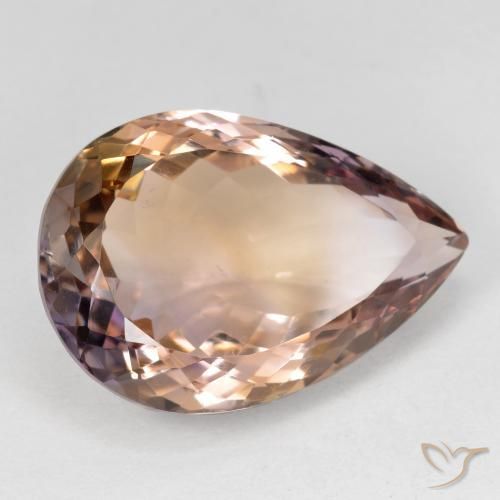 Ametrina bicolor Natural 17.76ct, Formato de pêra, VS