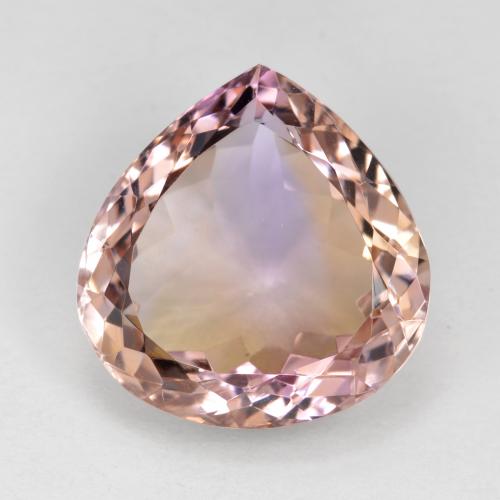 Ametrino bicolor natural 13,59ct, formato de pêra, VS