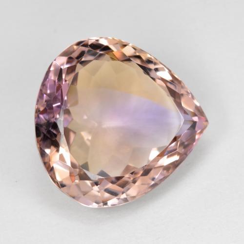 Ametrino bicolor natural 13,59ct, formato de pêra, VS