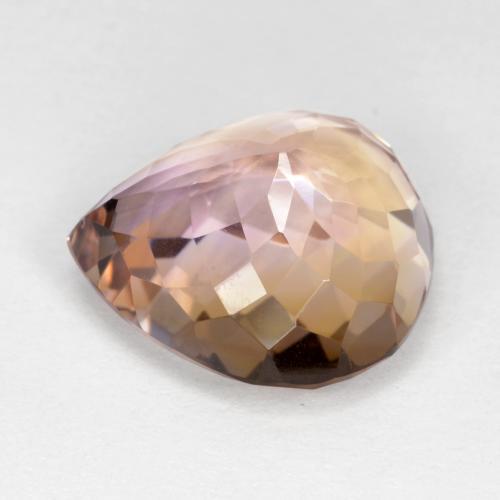 Ametrino bicolor natural 13,59ct, formato de pêra, VS
