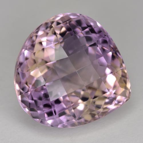 Ametrino bicolor natural 19,34ct, formato de pêra, VS