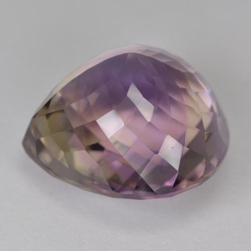 Ametrino bicolor natural 19,34ct, formato de pêra, VS