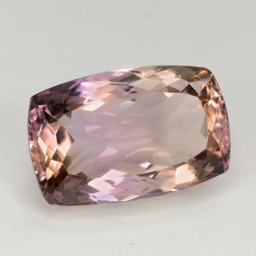 Ametrino bicolor natural 12,72ct, almofada cortada, VVS