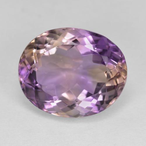 Ametrino bicolor natural 8,10ct, corte oval, VVS
