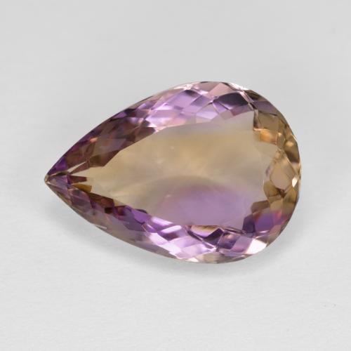 Ametrino bicolor natural 5,46ct, formato de pêra, VVS
