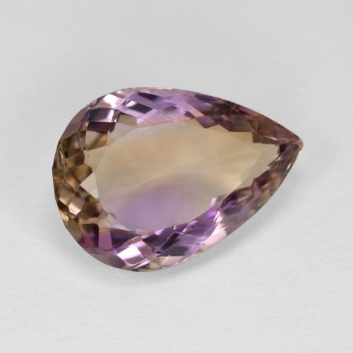 Ametrino bicolor natural 5,46ct, formato de pêra, VVS
