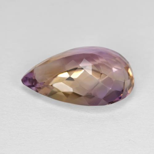 Ametrino bicolor natural 5,46ct, formato de pêra, VVS