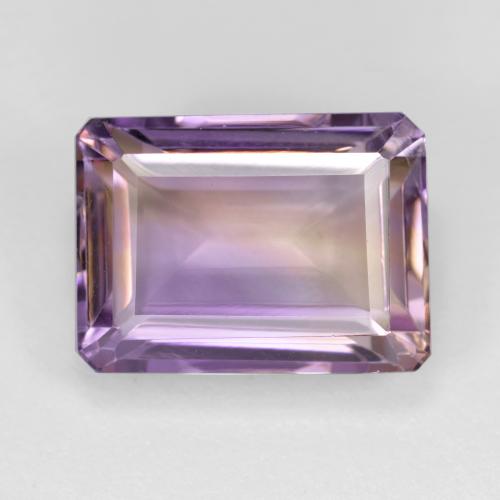 Ametrino bicolor natural 7,53ct, corte esmeralda, VS