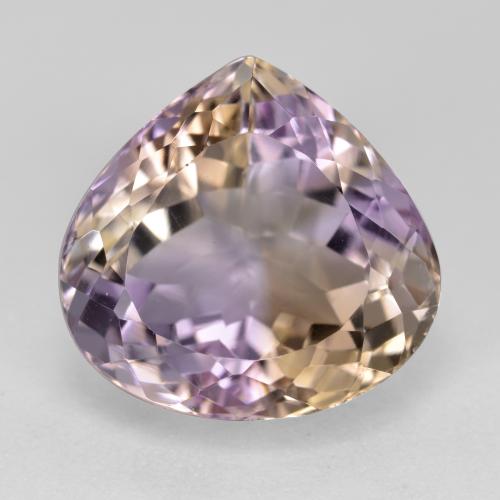Ametrino bicolor natural 9,50ct, formato de pêra, VVS