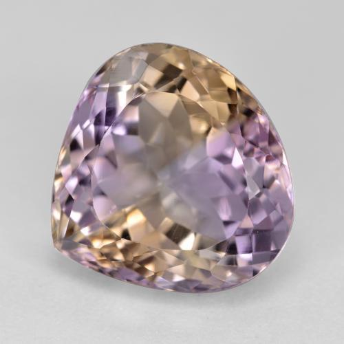 Ametrino bicolor natural 9,50ct, formato de pêra, VVS