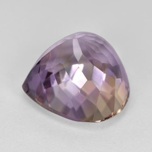 Ametrino bicolor natural 9,50ct, formato de pêra, VVS