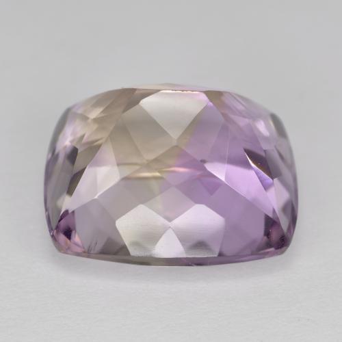 Ametrino bicolor natural 12,91ct, almofada cortada, VVS