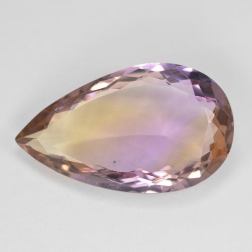 Ametrino bicolor natural 11,88ct, formato de pêra, VS