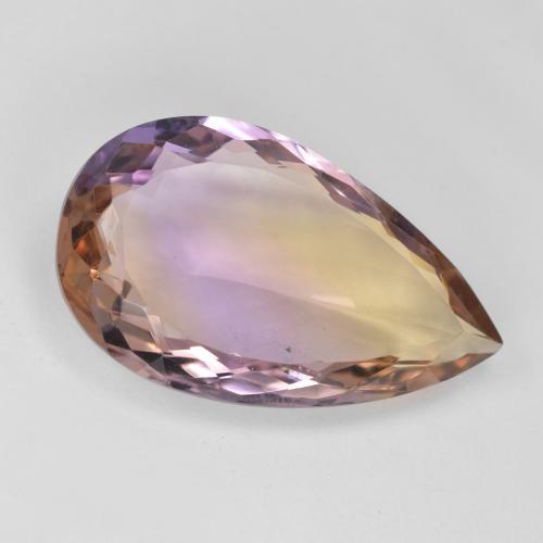 Ametrino bicolor natural 11,88ct, formato de pêra, VS