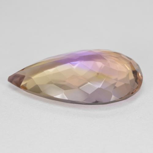 Ametrino bicolor natural 11,88ct, formato de pêra, VS