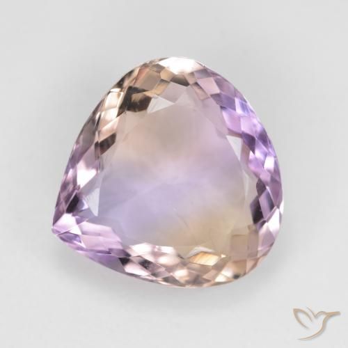 Ametrino bicolor natural 6,23ct, formato de pêra, VS