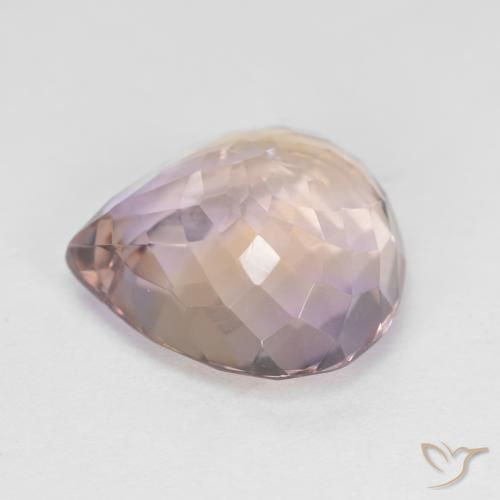 Ametrino bicolor natural 6,23ct, formato de pêra, VS