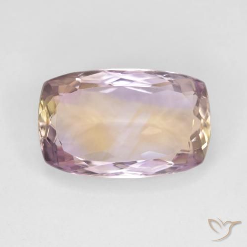Ametrino bicolor natural 5,37ct, almofada cortada, VVS