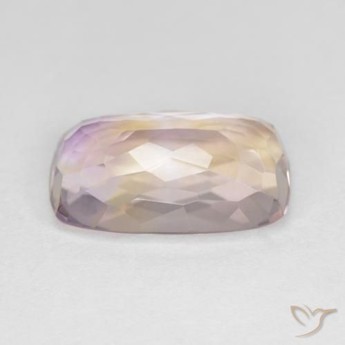 Ametrino bicolor natural 5,37ct, almofada cortada, VVS
