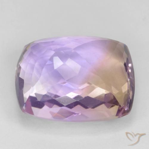 Ametrino bicolor natural 29,87ct, almofada cortada, VVS