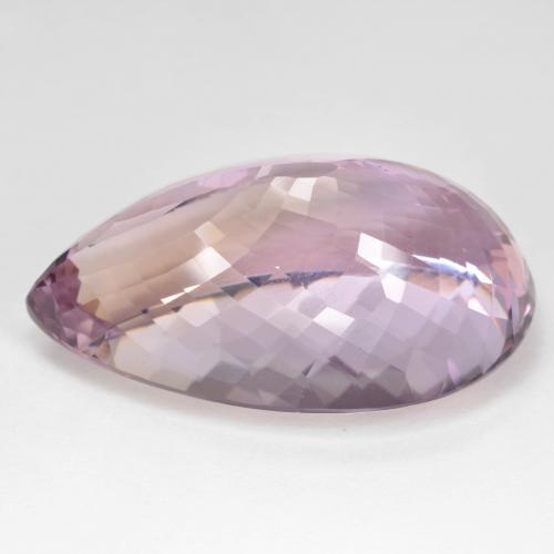 Ametrino bicolor natural 58,34ct, formato de pêra, VVS-VS