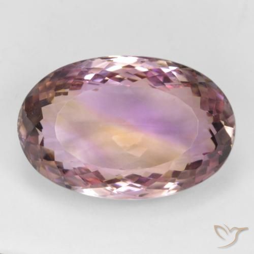 Ametrino bicolor 24,09 ct, corte português oval de 22,2 x 14,7 mm do Brasil, Photo A