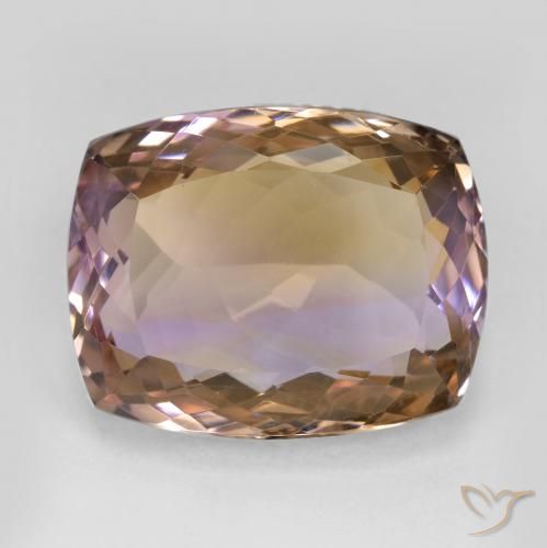 Ametrino bicolor natural 18,73ct, almofada cortada, VS