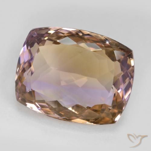 Ametrino bicolor natural 18,73ct, almofada cortada, VS