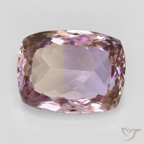 Ametrino bicolor natural 15,68ct, almofada cortada, VVS-VS
