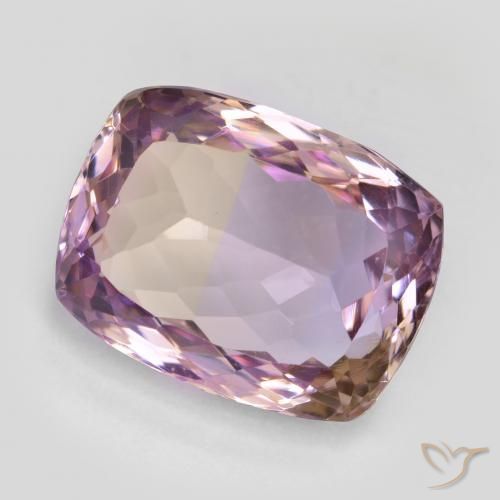 Ametrino bicolor natural 15,68ct, almofada cortada, VVS-VS